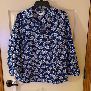 Croft & Barrow Blue Floral Button Down Shirt size XL